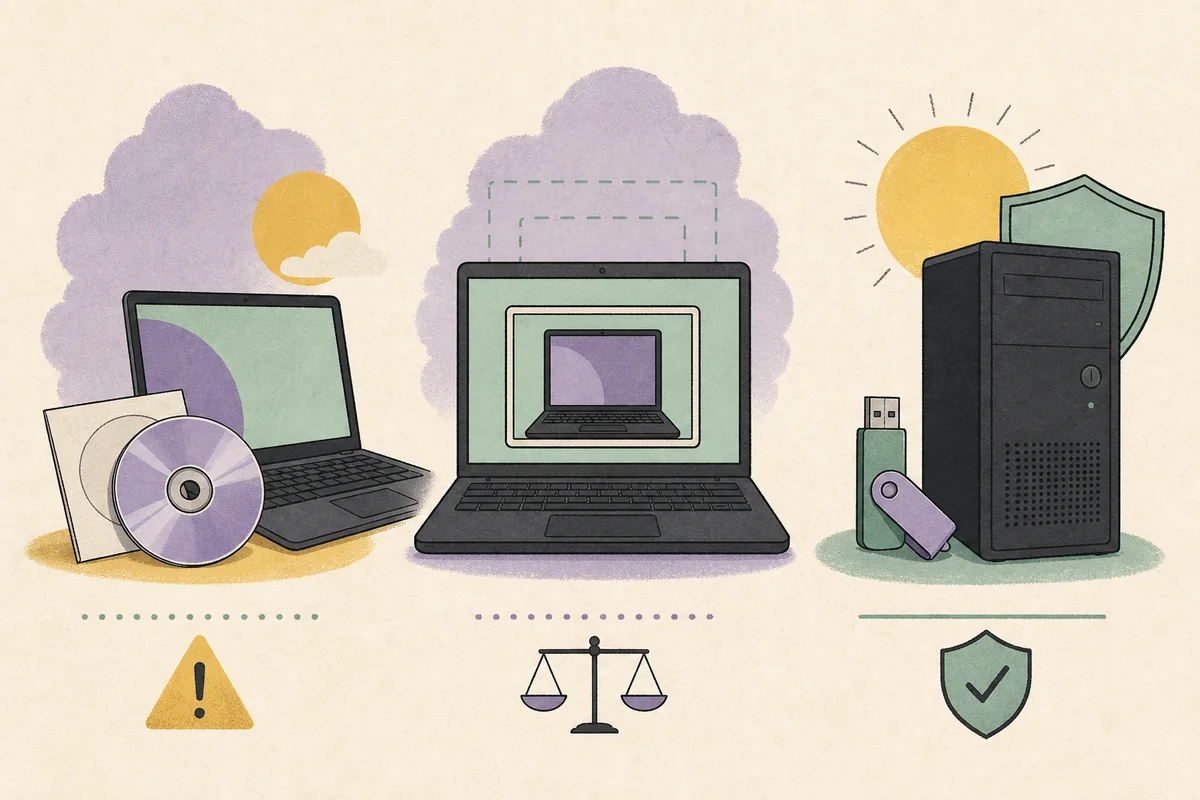 Comparison of DVD, virtual machine, and dedicated USB approaches